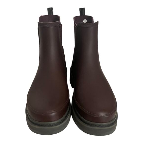 Hunter Refined Stitch Detail Chelsea Rain Boots in Chestnut Crust Size 11 - Picture 3 of 9
